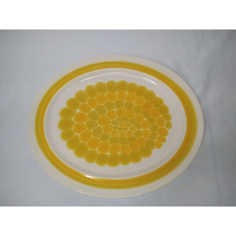 Franciscan MCM Swirl Serving Platter Yellow/Orange Small Chip Collectable